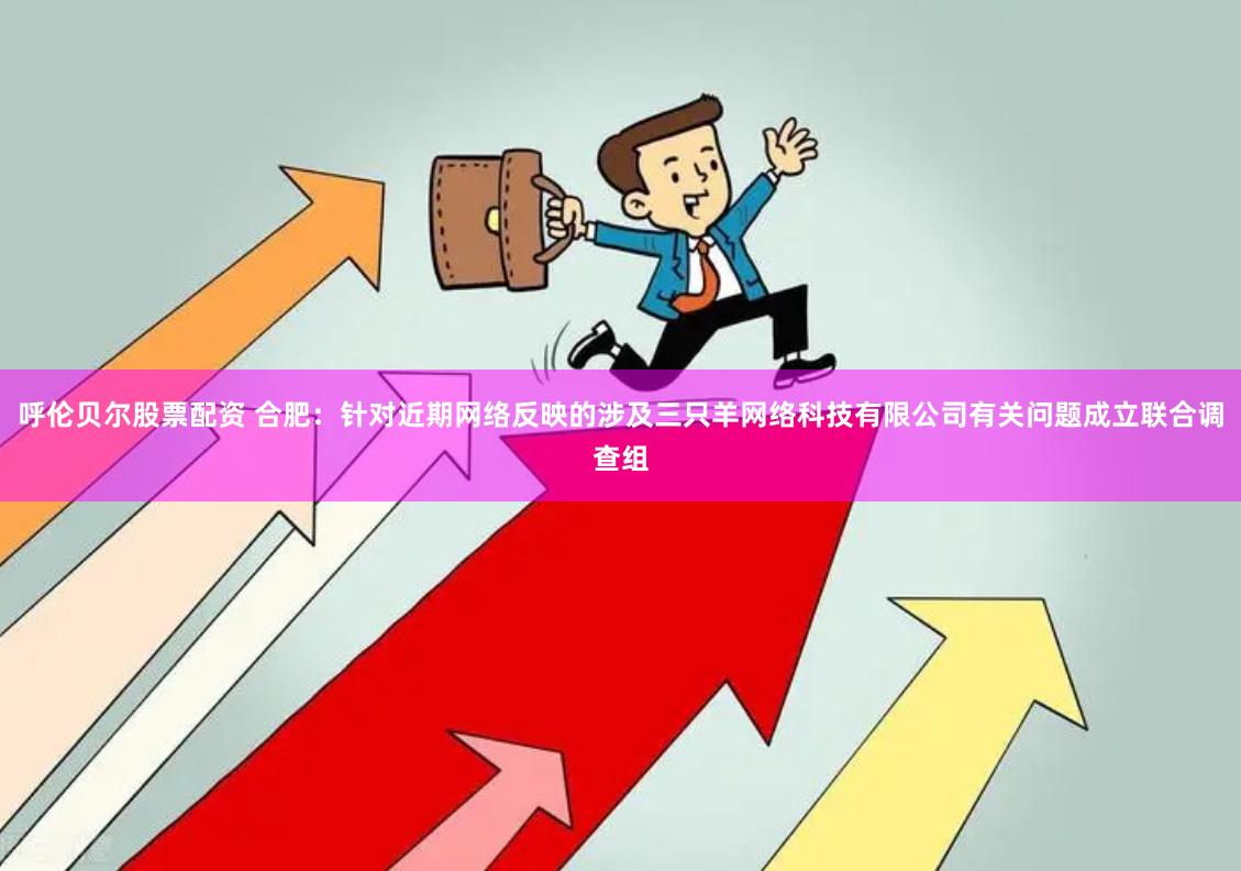 呼伦贝尔股票配资 合肥：针对近期网络反映的涉及三只羊网络科技有限公司有关问题成立联合调查组